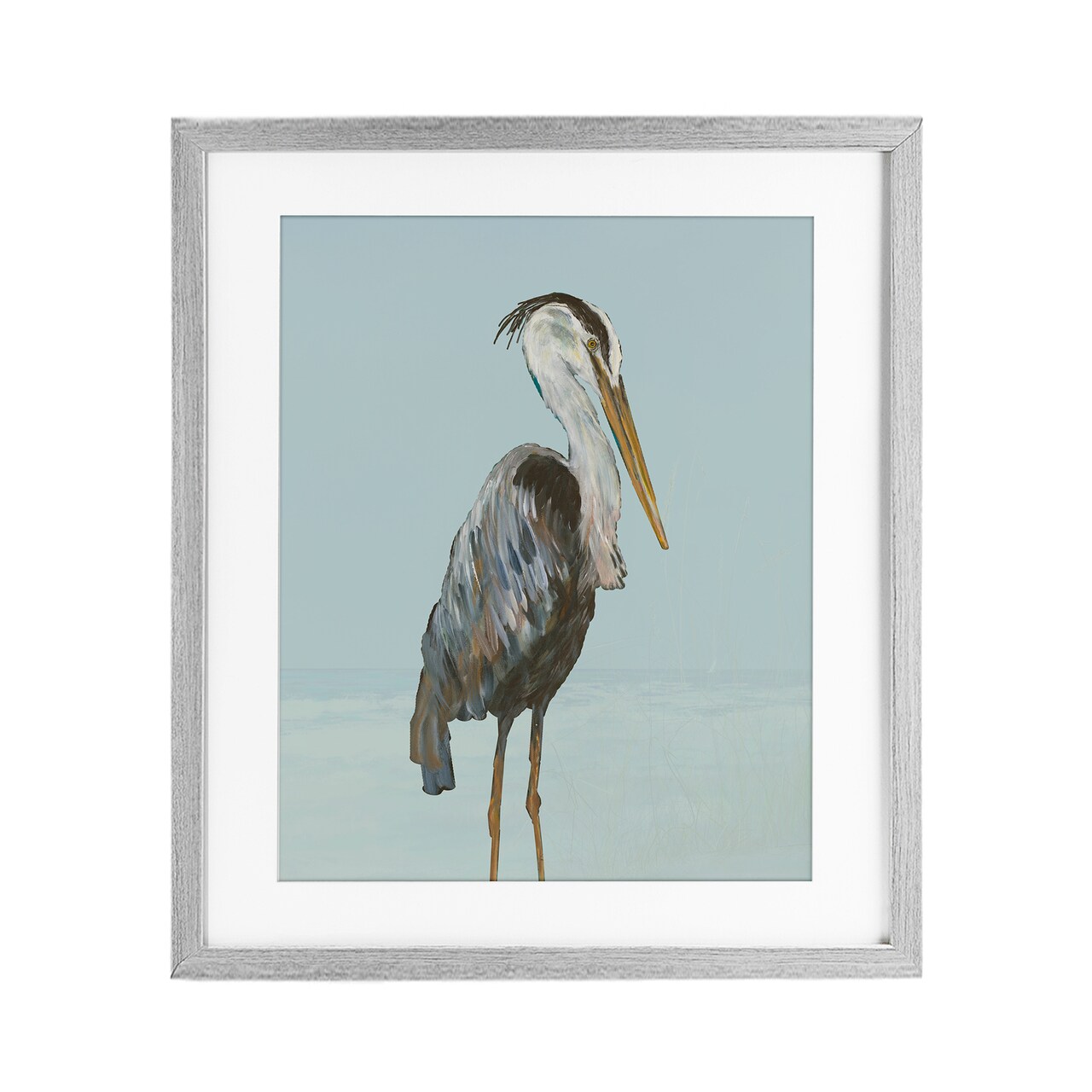 Stupell Industries Coastal Pelican Muted Blue Framed Print Under Glass, design by Julie DeRice